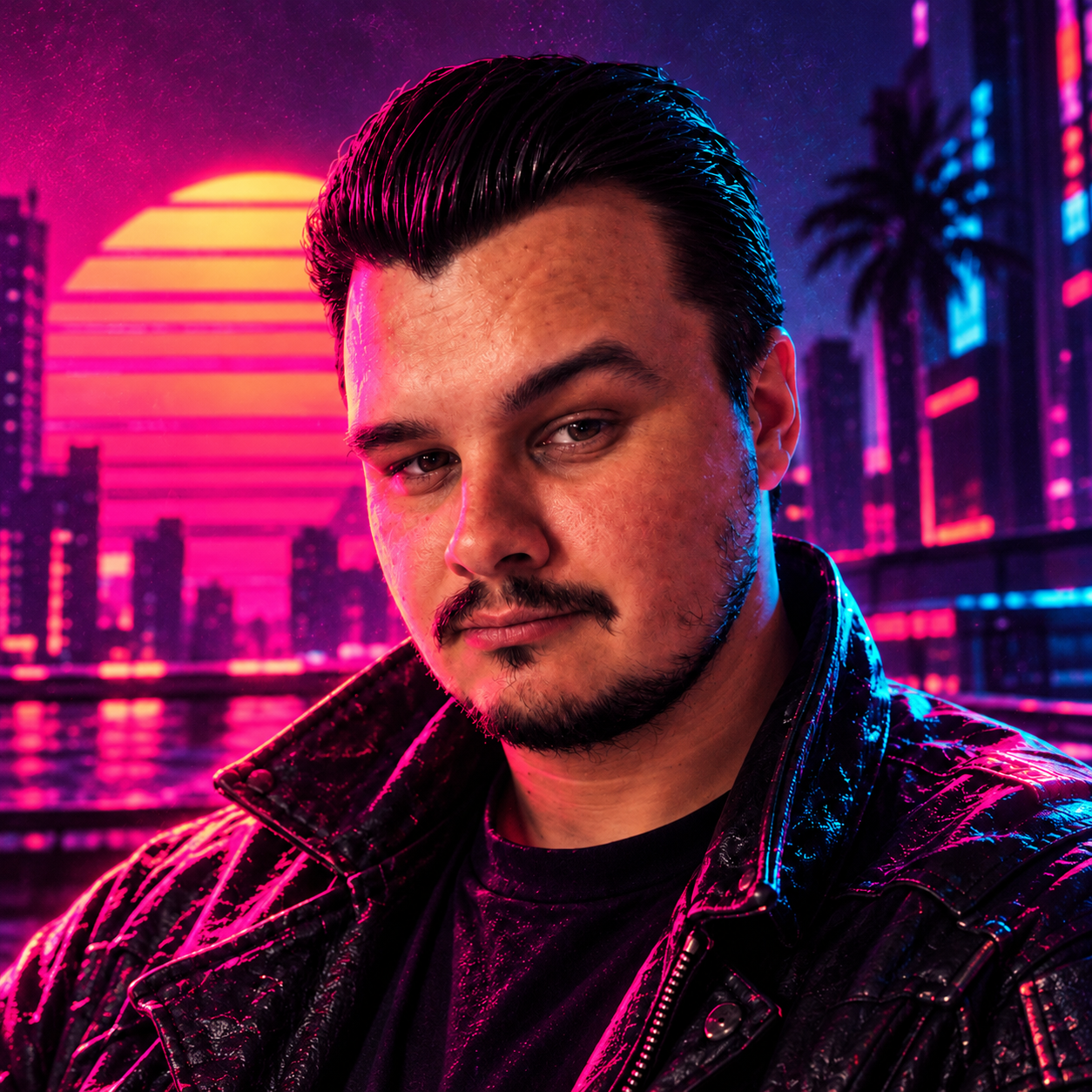 Filep Károly, az FK Design Studios webfejlesztője – neon cyberpunk portré